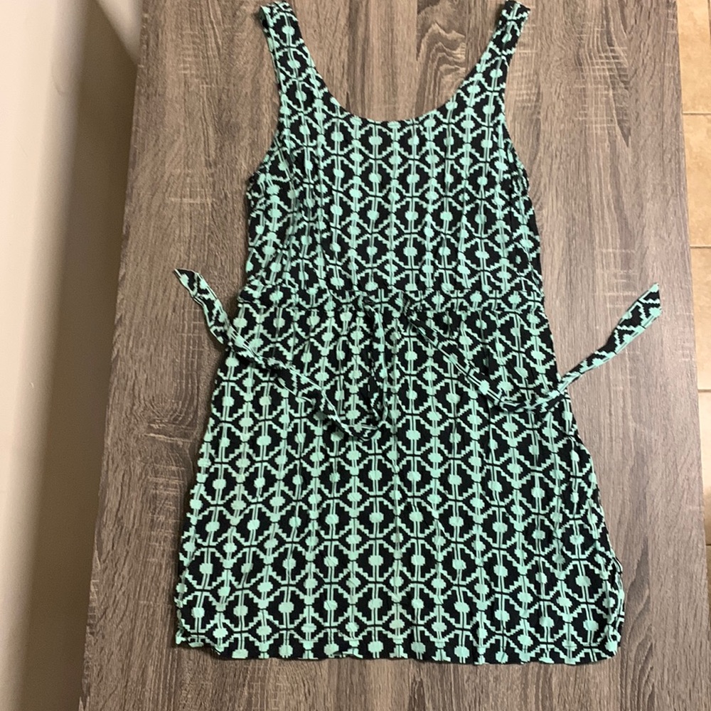Forever 21 geometric pattern teal and black mini dress